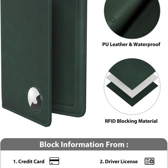 Leather Passport Holder for Men Green - Picture 5 of 7